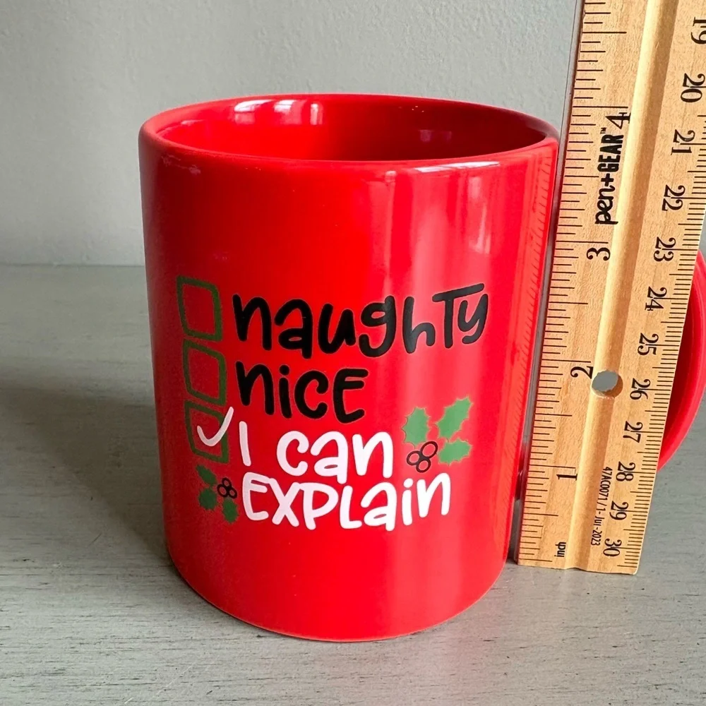 Naughty Nice I Can Explain Red Coffee Mug Good Humor -The Perfect Man Holiday